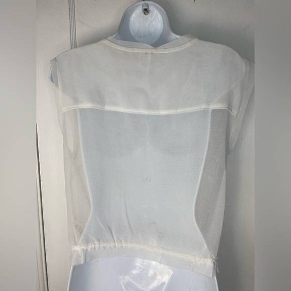 FREE PEOPLE Elegant Sheer White Embroidered Top w Draw Sting - Picture 4 of 6